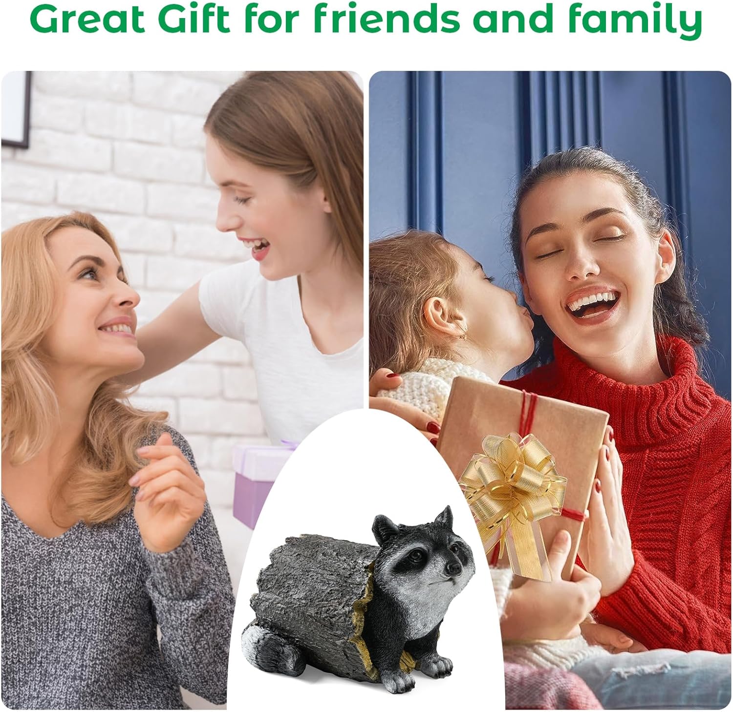 Garden 10.2 Raccoon Statue, Cute Outdoor Raccoon Decor, Resin Realistic Figurine, Animal Themed Garden Accent Art, Landscape Accent Gift Sculpture for Yard Patio Lawn Art